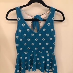 Anthropologie peplum top, excellent condition. Blue, XS